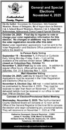 General and Special Elections Newpaper Ad